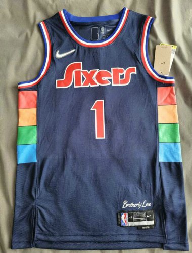 Maillot de Basket #1 Harden 76ers 21-22 city Marine